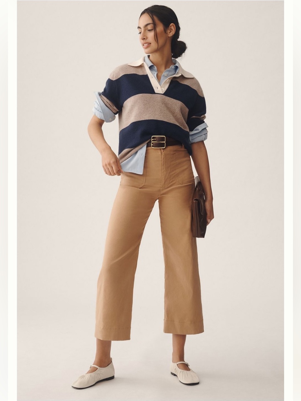 Anthropologie Maeve Collette Cropped Wide Leg Trouser in True Camel